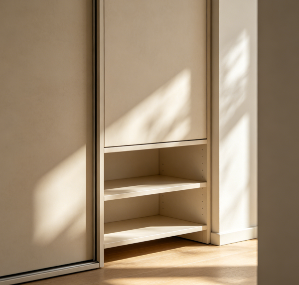 Shoe Cabinet with Sliding Doors and Three Adjustable Shelves